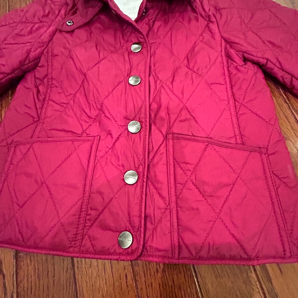 Burberry Children's Quilted Jacket Nova Check Burgundy Size 3Y - Picture 6 of 10